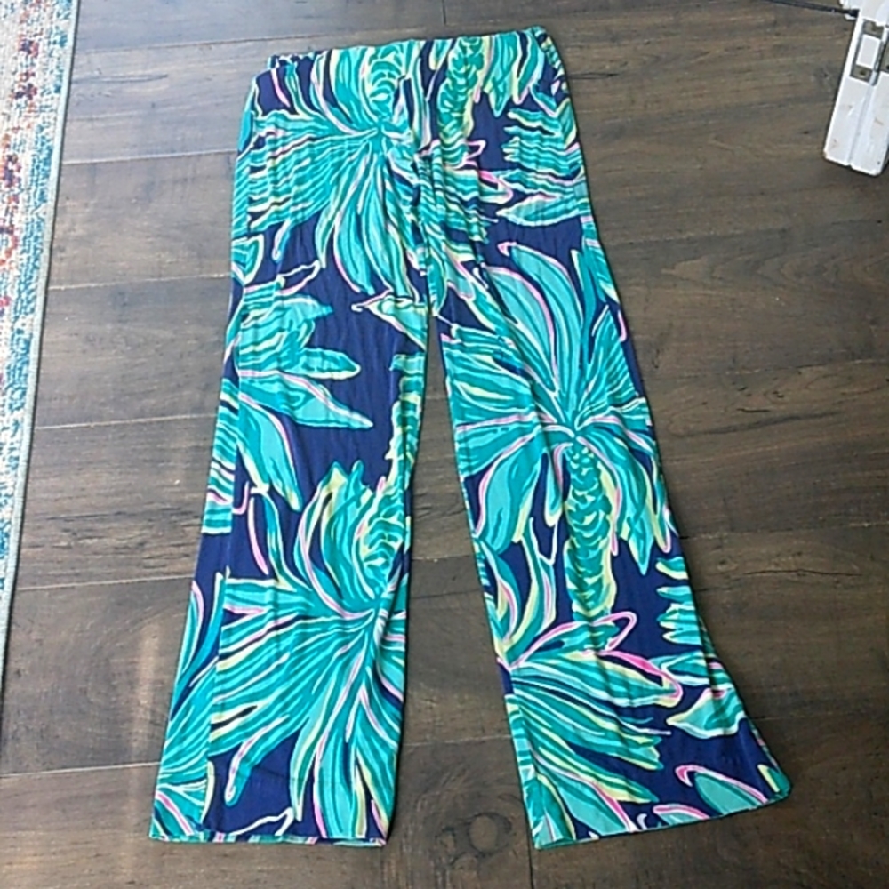 LILLY PULITZER TROPICAL PRINT PREPPY BELL BOTTOMSTRETCH PANTS WOMANS M